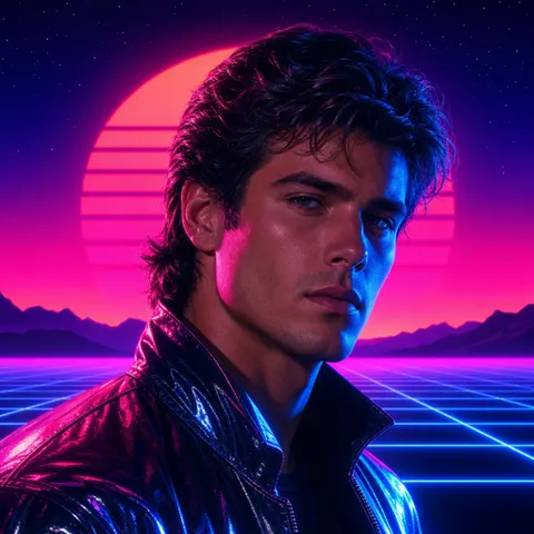 Synthwave AI art style example
