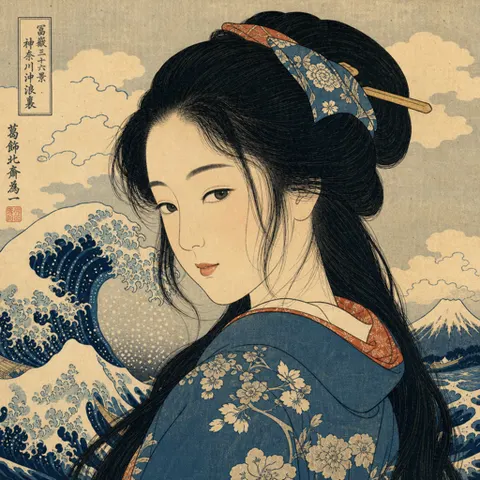 Ukiyo-e AI art style example